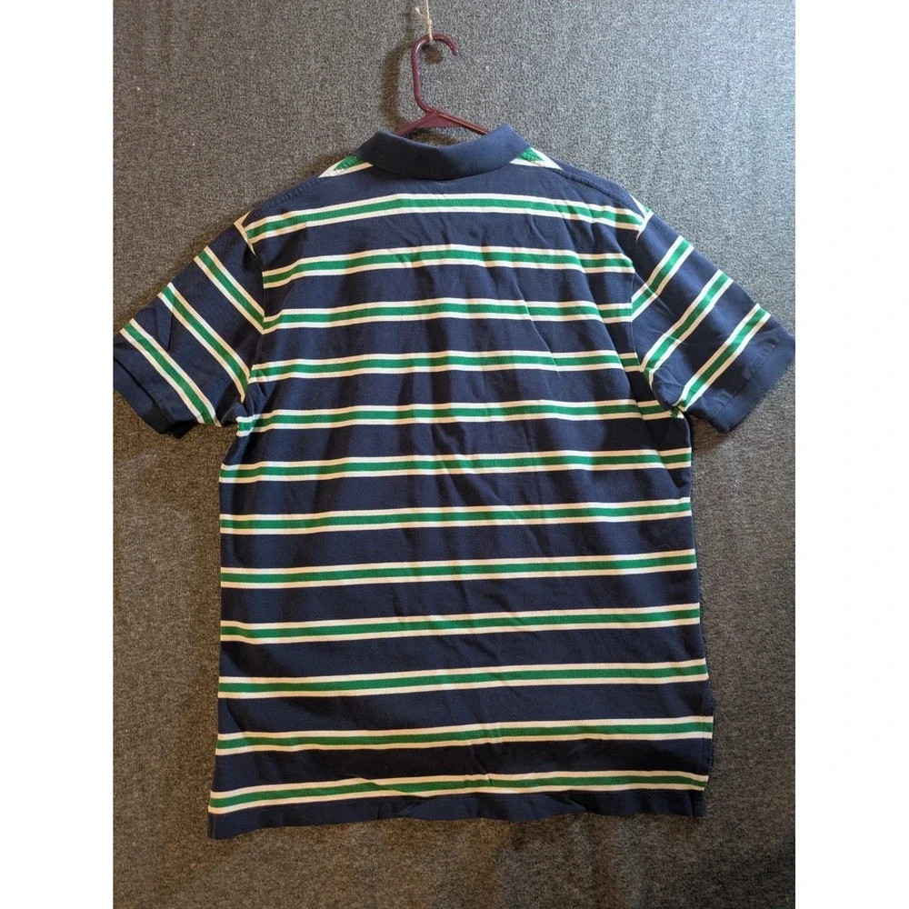 Polo Ralph Lauren Shirt Men's Blue Stripe Short Sleeve Golf Size Lg‎ Red Pony